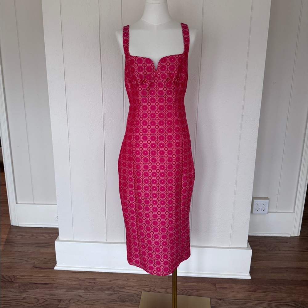 SALONI Vibrant red/pink Midi Dress